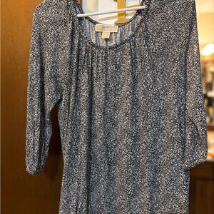 Michael Kors Blue 3/4 Sleeve Relaxed Blouse